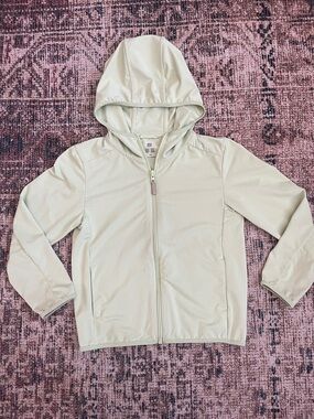 Uniqlo Light Cream Hooded Zip-Up Jacket for Kids